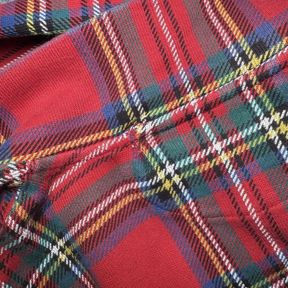 Polo Ralph Lauren Estate Rib Quarter-Zip Madras Plaid Pullover Sweater Men XL